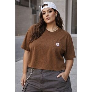 Carhartt Brown Heathered Workwear Pocket T-Shirt Womens 2XL Loose Fit Streetwear
